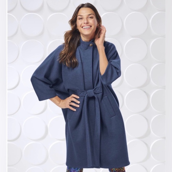The Pyramid Collection Jackets & Blazers - The Pyramid Collection Oversized Midnight Blue Women's Jacker Robe